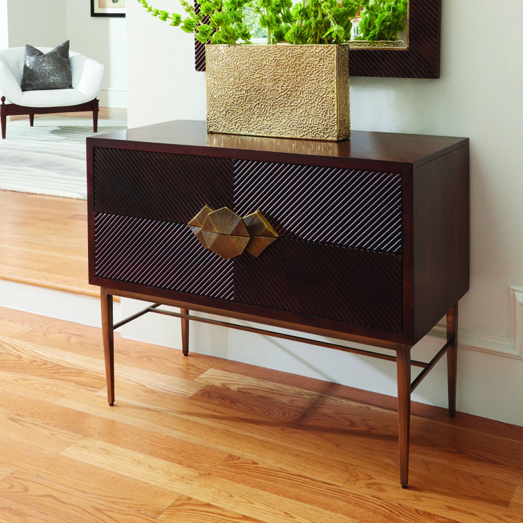 Galapagos Chevron Dark Walnut Brass-Handled Extra Deep Chest