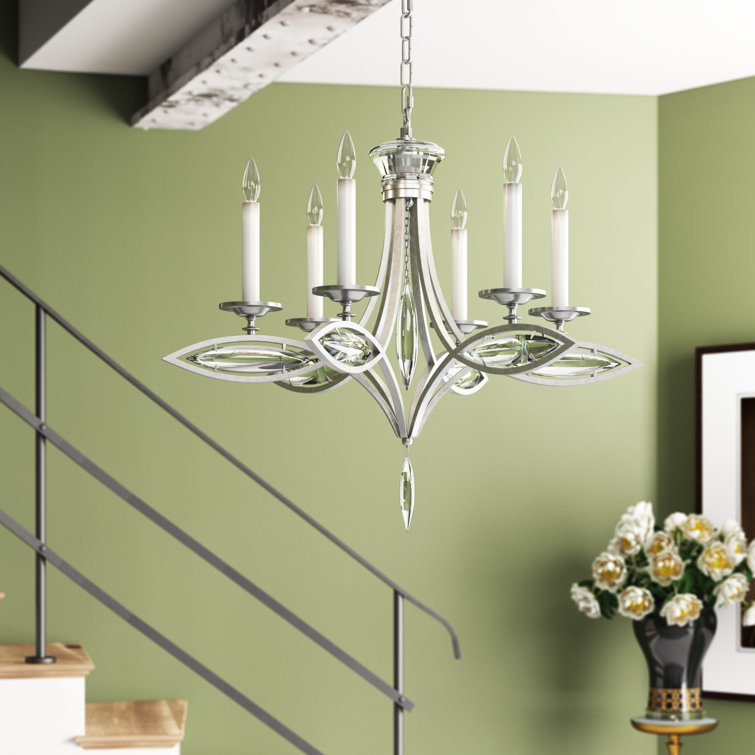 Marquise Gold Leaf 6-Light Chandelier with Hand-Cut Crystals