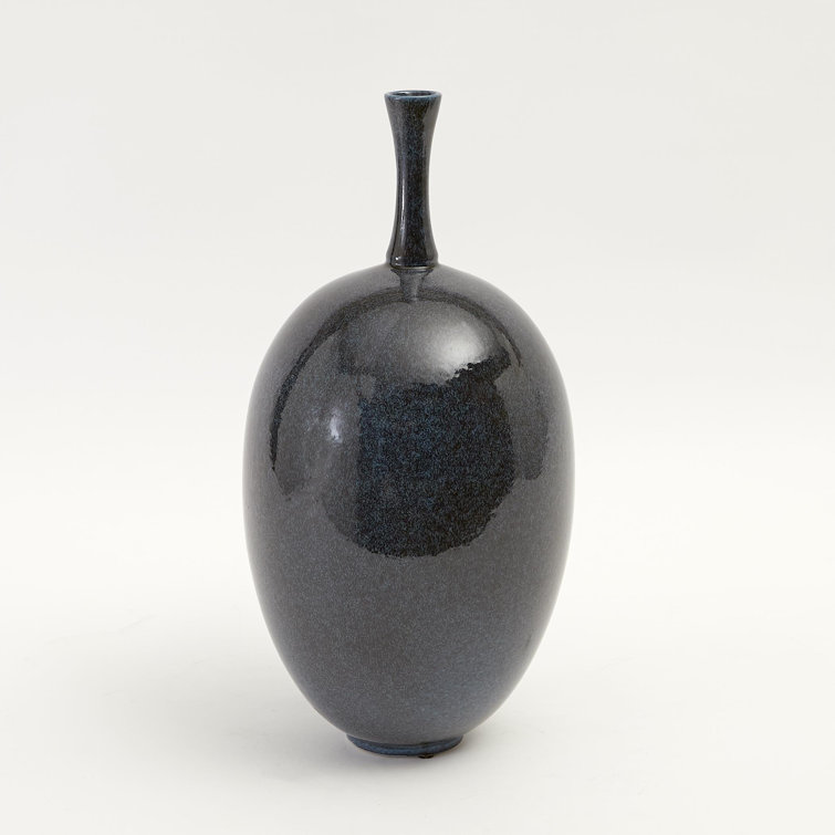Small Celestial Dark Teal Ceramic Ovoid Vase