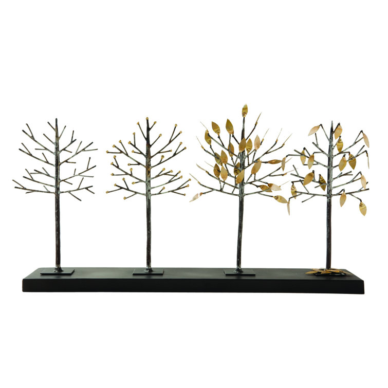 Gold Iron Four Seasons Tree Sculpture, 24.5" Length