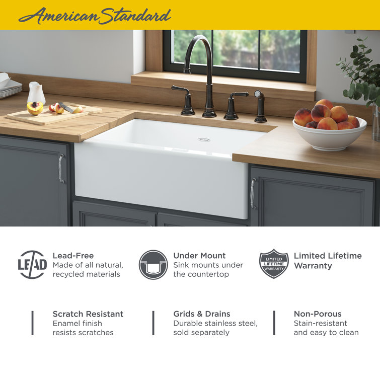 Delancey 30'' Brilliant White Cast Iron Farmhouse Kitchen Sink