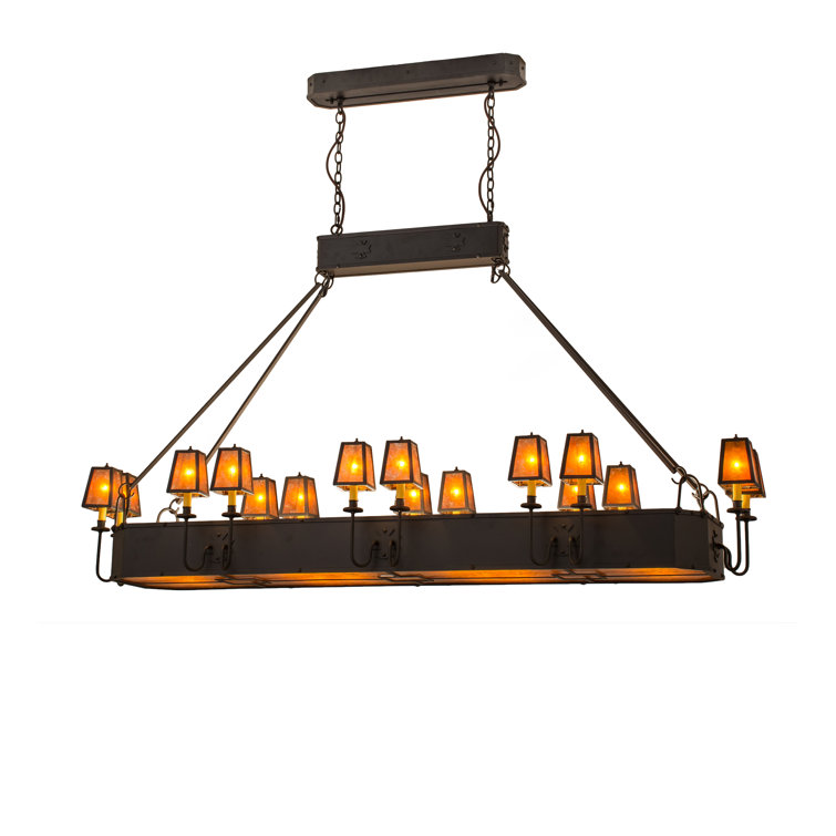 Carpathian 16-Light Dark Roast Mini Chandelier with Amber Mica Shades