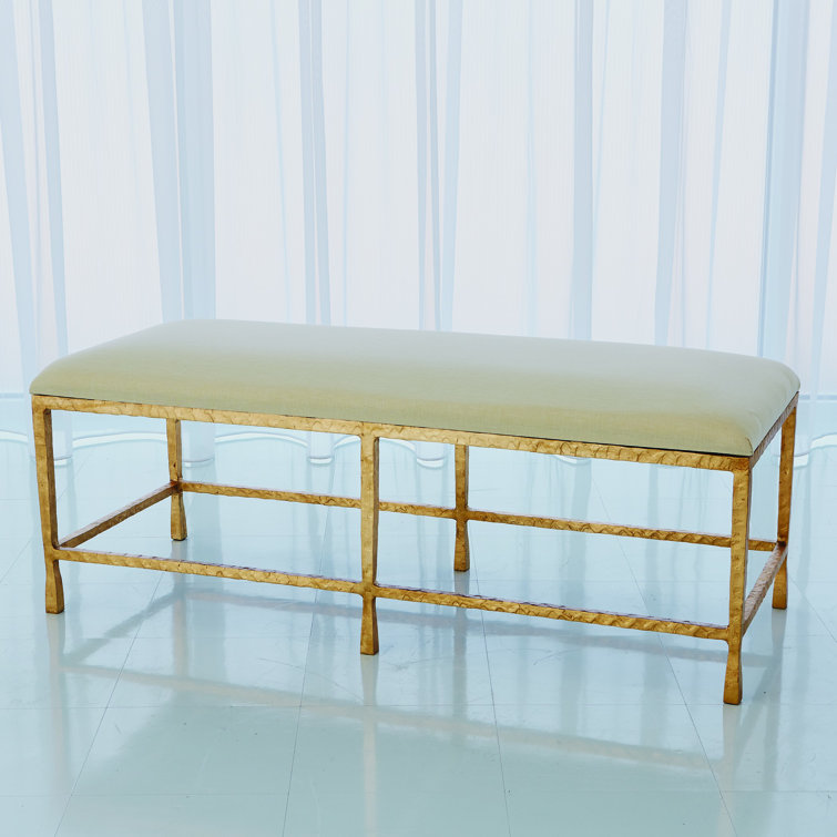 Quad Pod Gold Leaf Bench with Muslin Cushion