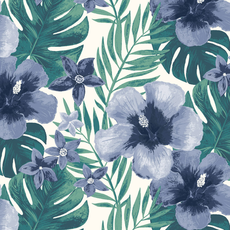 Salome Tropical Blue and Green Outdoor Throw Pillow Set, 16 x 16