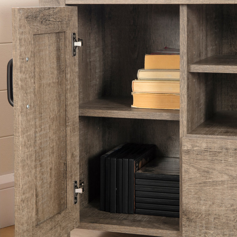Weathered Oak Corner TV Stand with Cabinet