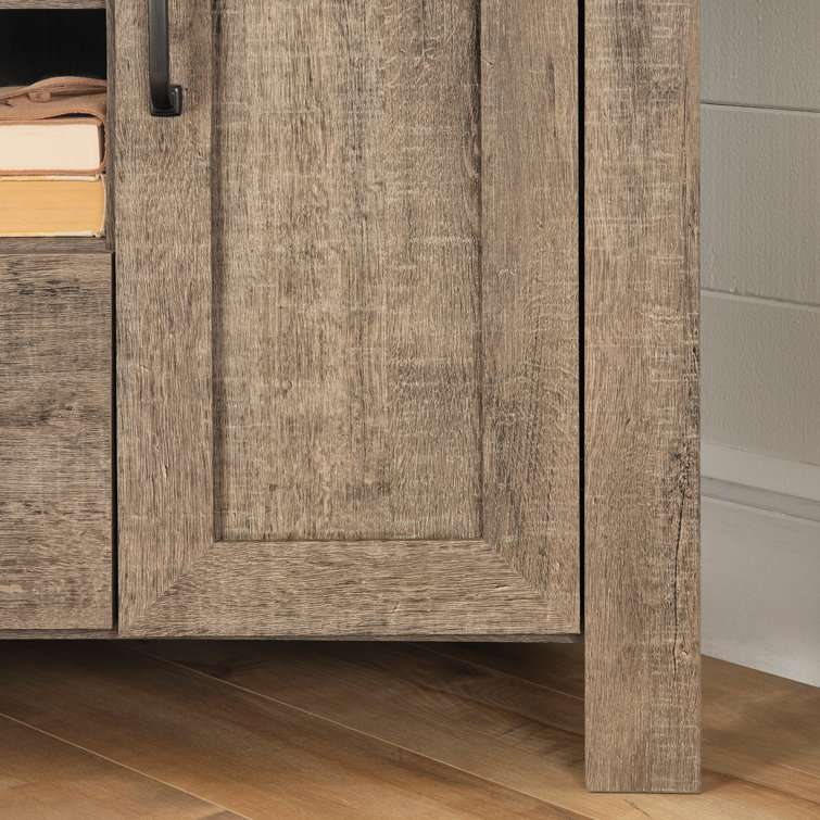 Weathered Oak Corner TV Stand with Cabinet