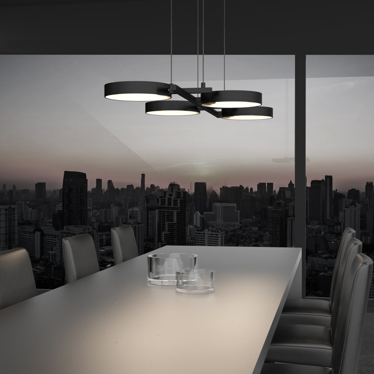 Satin Black Aluminum LED Geometric Indoor/Outdoor Chandelier