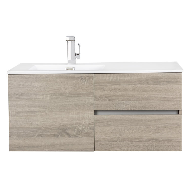 Beachwood Oak 42" Single Sink Wall-Mount Vanity with Cultured Marble Top
