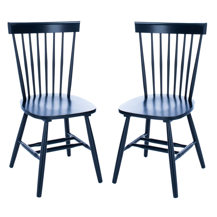 Navy Oak Windsor Back Solid Wood Side Chair Set