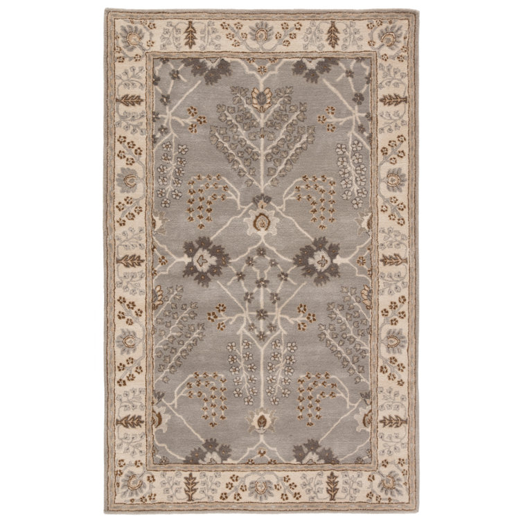 Elegant Gray Hand-Tufted Wool Rectangular Area Rug, 2'x3'