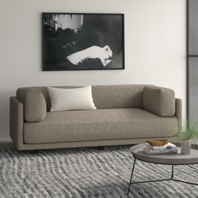 Sanford Black Cotton Blend Standard Sofa with Wood Frame