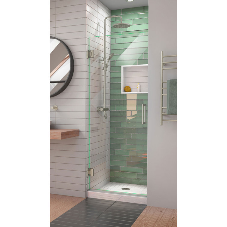 Unidoor-LS 30'' Black Frameless Hinged Shower Door with ClearMax