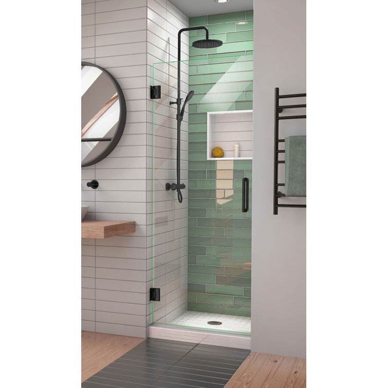 Matte Black Frameless Hinged Shower Door with ClearMax Glass
