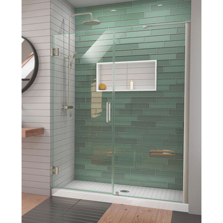 Unidoor-LS 61" Black Frameless Swing Shower Door with ClearMax Technology