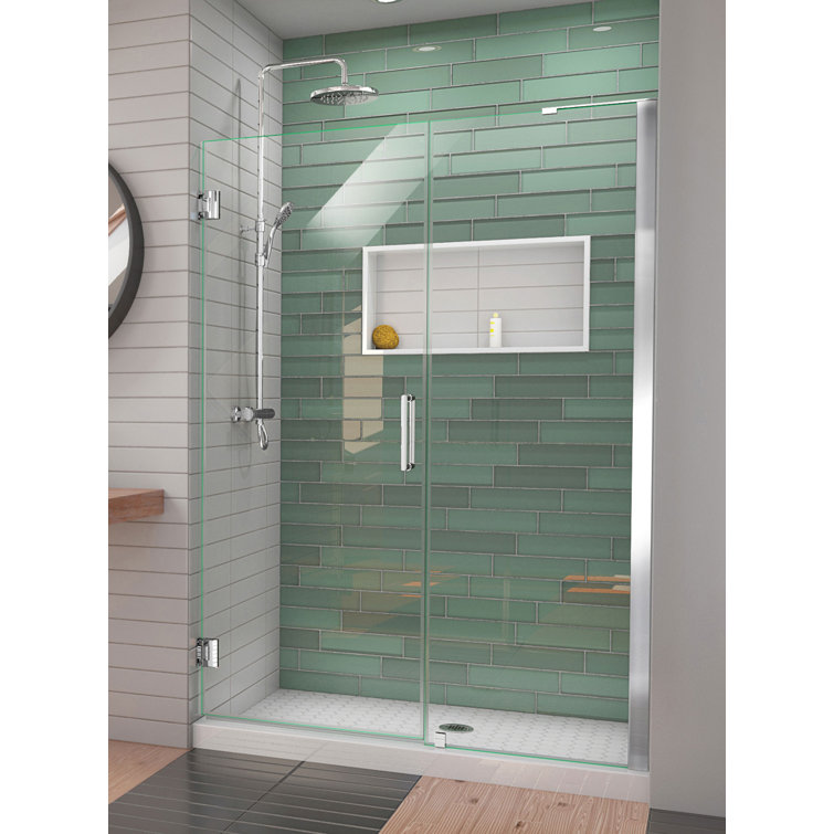 Unidoor-LS 47-55" Frameless Clear Glass Shower Door with Black Hardware