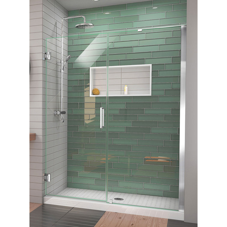 Unidoor-LS 61" Black Frameless Swing Shower Door with ClearMax Glass