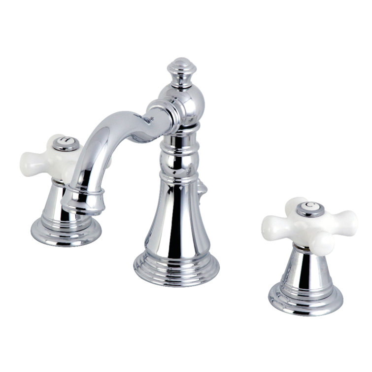 Polished Chrome Victorian Widespread Bathroom Faucet with Pop-Up Drain