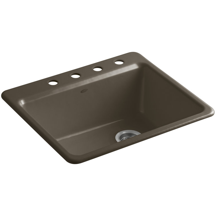 White Cast Iron Single Bowl Kitchen Sink with Faucet Holes