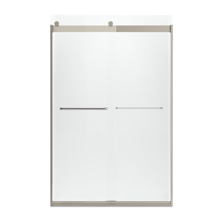 Levity 47.63" x 74" Clear Glass Bronze Frame Sliding Shower Door