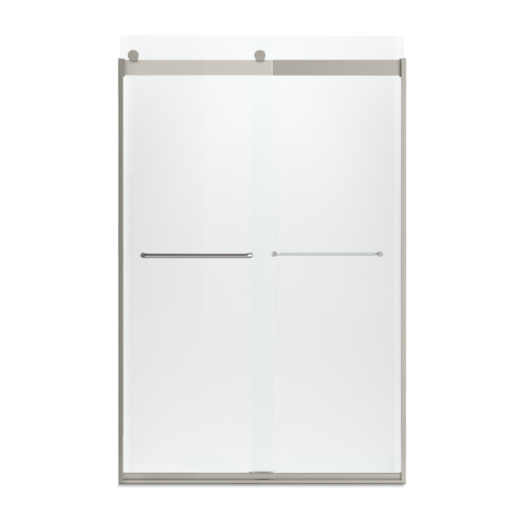 Levity Matte Nickel 74" Semi-Frameless Sliding Shower Door with Frosted Glass