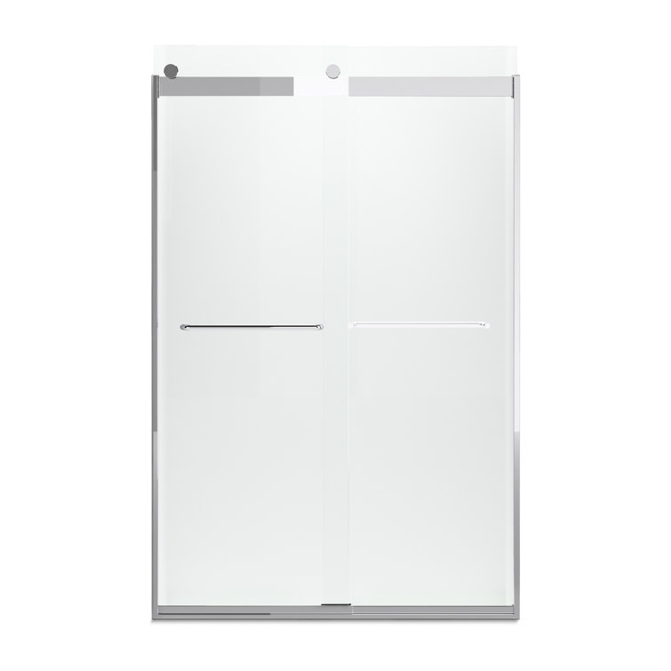 Levity 48" Bright Silver Frameless Sliding Shower Door with Clear Glass