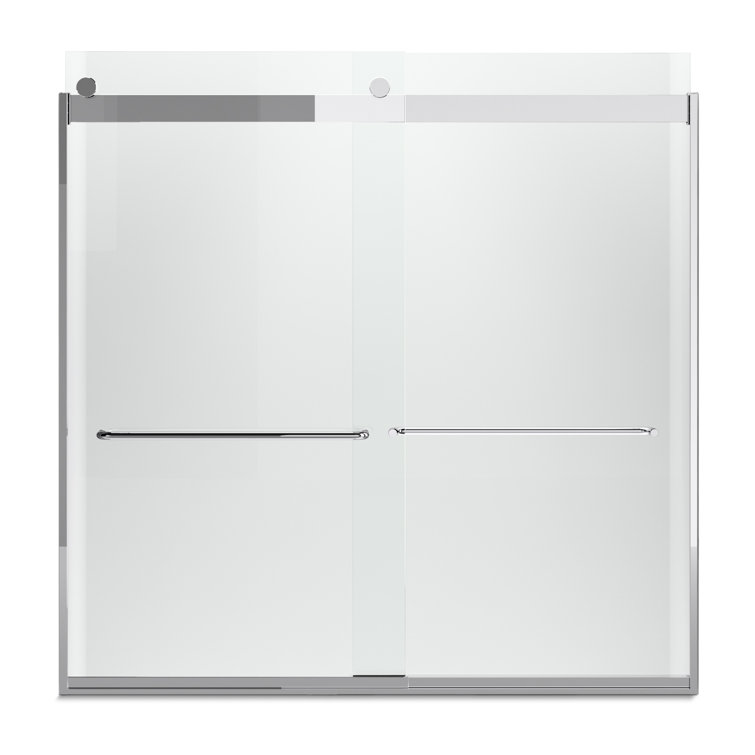 Levity 57" x 60" Silver Frameless Sliding Bath Door