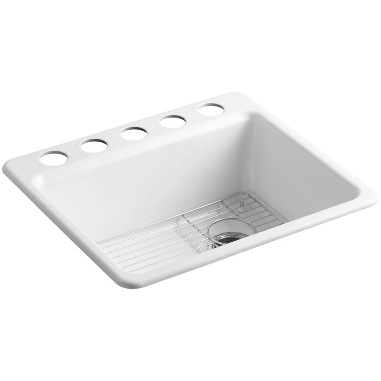 White Cast Iron Single Bowl Undermount Kitchen Sink