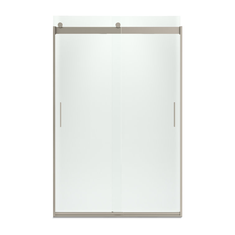 Levity 74" Frosted Glass Sliding Shower Door in Anodized Brushed Bronze