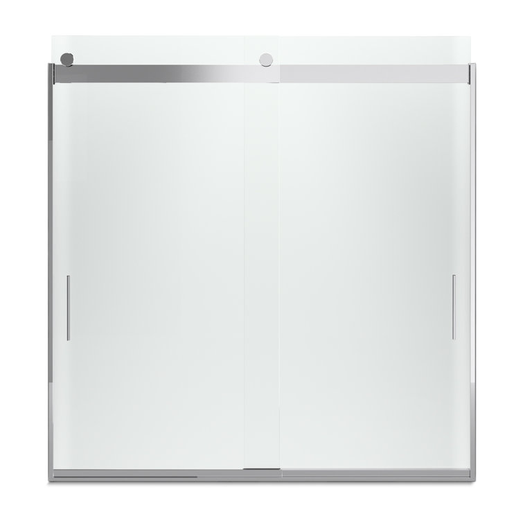 Levity 60" Silver Frameless Sliding Bath Door with Frosted Glass
