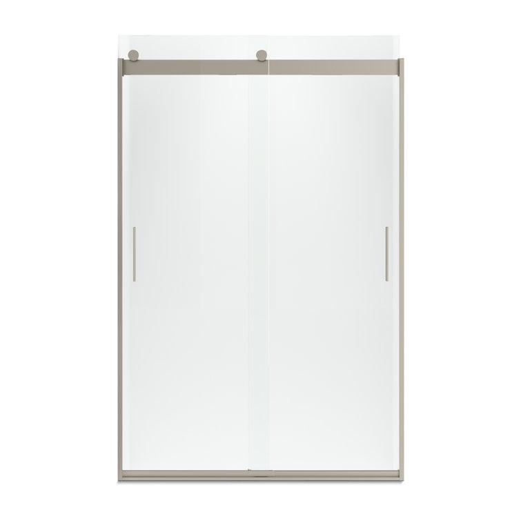Levity 74" Frosted Glass Sliding Shower Door in Anodized Brushed Bronze