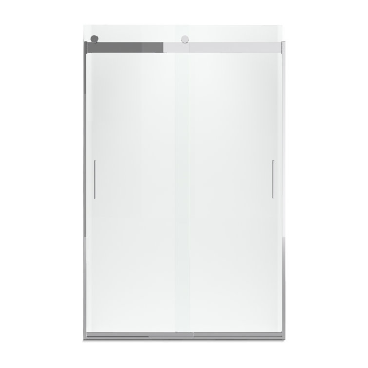 Levity Silver and Clear Glass Sliding Shower Door