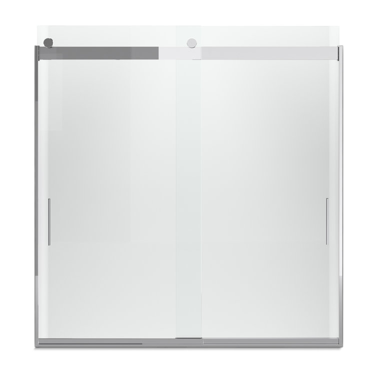 Levity 60" Silver Frameless Sliding Bath Door with Frosted Glass