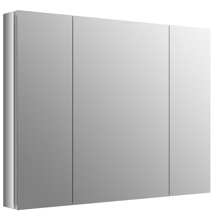 Verdera 40" x 30" Frameless Aluminum Triple-Door Medicine Cabinet with Adjustable Shelves