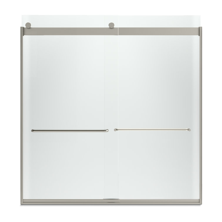 Levity 60" Frameless Clear Glass Sliding Bath Door in Matte Nickel