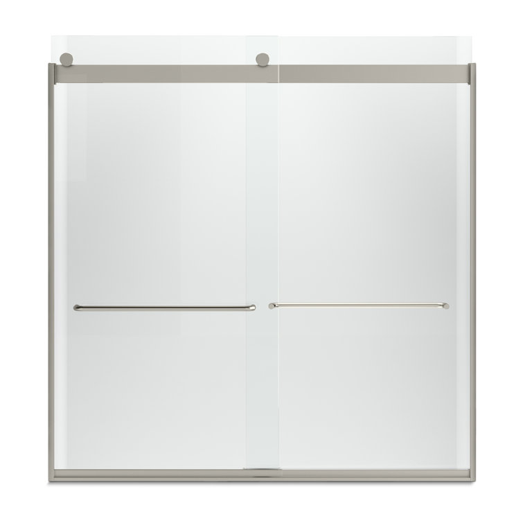 Levity 60" Frameless Clear Glass Sliding Bath Door in Matte Nickel