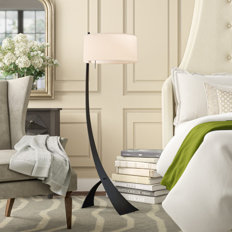 Stasis 58.5" Bronze Floor Lamp with Flax Shade and LED Light