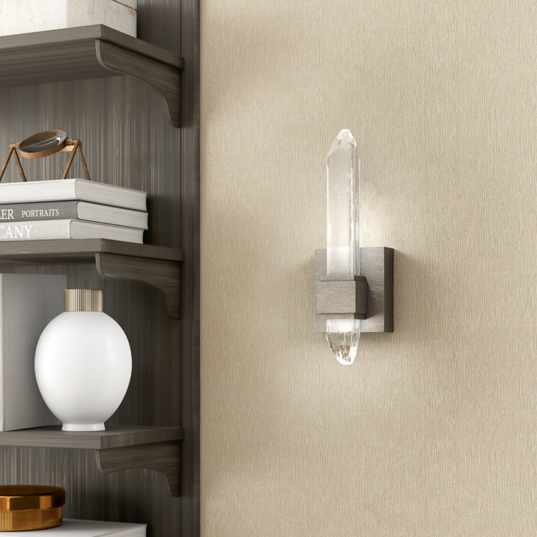 Lior Rock Crystal Glass 2-Light LED Sconce in Silver Leaf