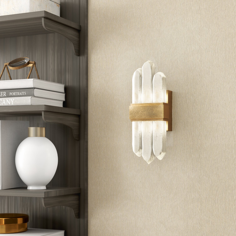 Silver Leaf Rock Crystal LED Wall Sconce