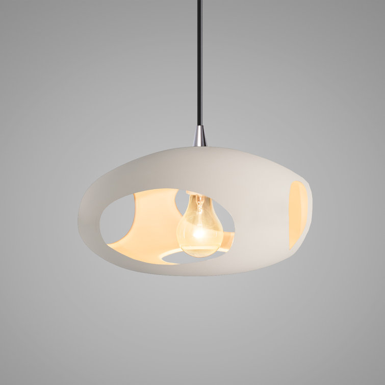 Polished Chrome Bisque Ceramic Single Pendant Light