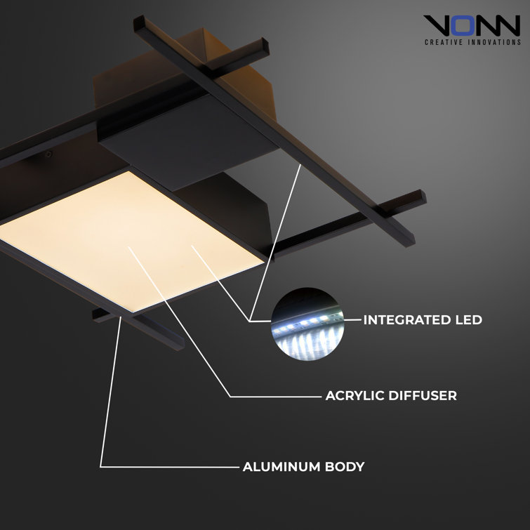 Radium 19" Black Aluminum LED Geometric Flush Ceiling Light