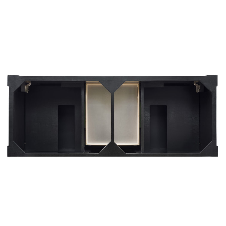 Antique Black Double Sink Solid Wood Vanity with Porcelain Sinks