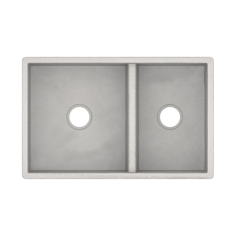 Rustic 33" Double Basin Farmhouse Sink in Copper-Toned Concrete