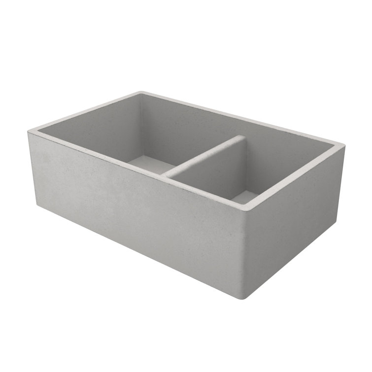 Rustic 33" Double Basin Farmhouse Sink in Copper-Toned Concrete