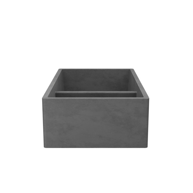 Slate Concrete Double Basin Farmhouse Kitchen Sink, 33"