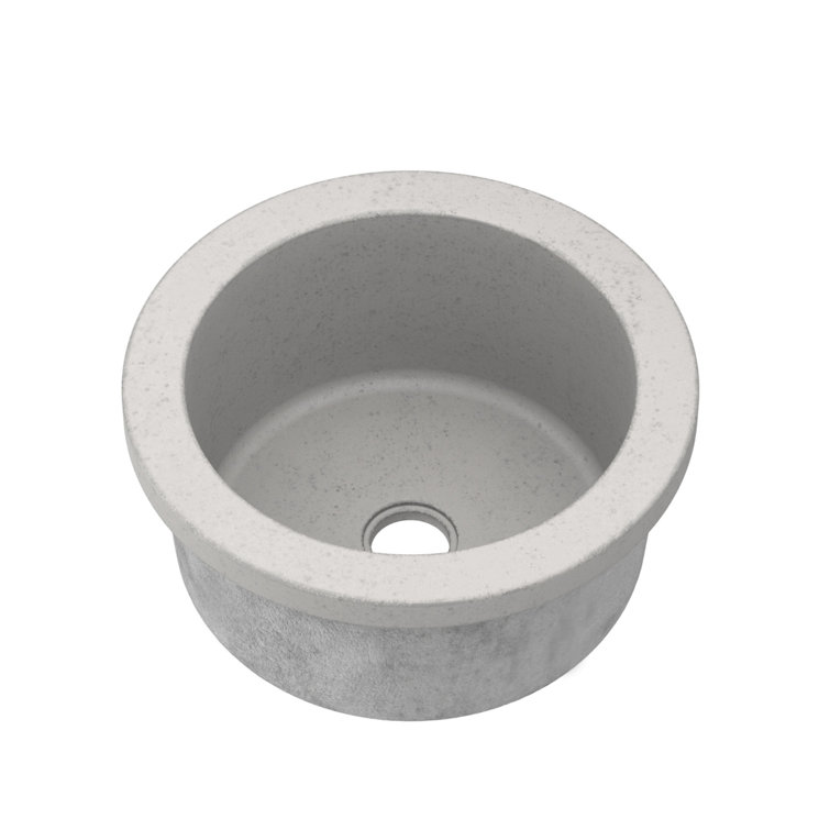 Ash Concrete Round Drop-In Bar Sink, 14" x 14"