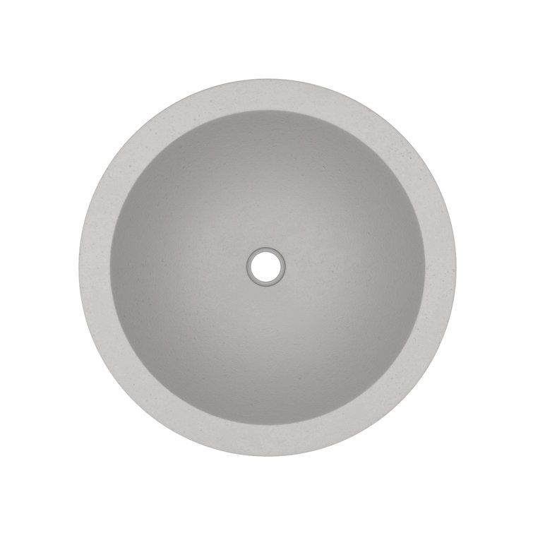 Ash Round Concrete Vessel Bathroom Sink, 17-inch