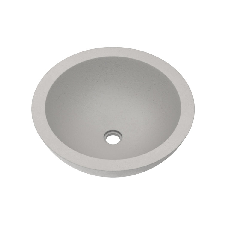 Ash Round Concrete Vessel Bathroom Sink, 17-inch