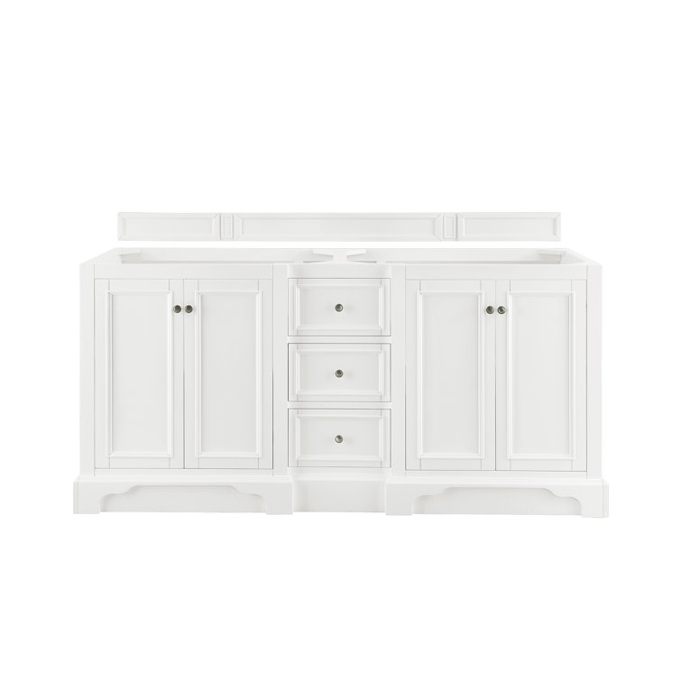 Bright White Double Freestanding Vanity with Charcoal Soapstone Top