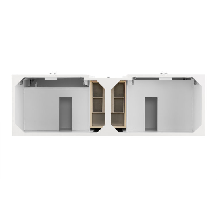 Bright White Double Freestanding Vanity with Charcoal Soapstone Top
