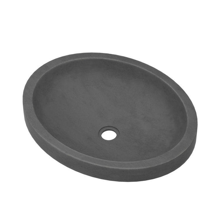 Elegant Oval Slate Blue Drop-In Bathroom Sink with Copper Accents
